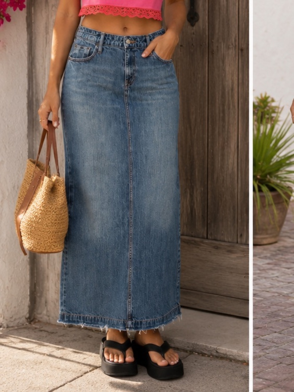 Denim jean maxi skirt Y2K Hint Jeans size 11 women’s 100% cotton 36”